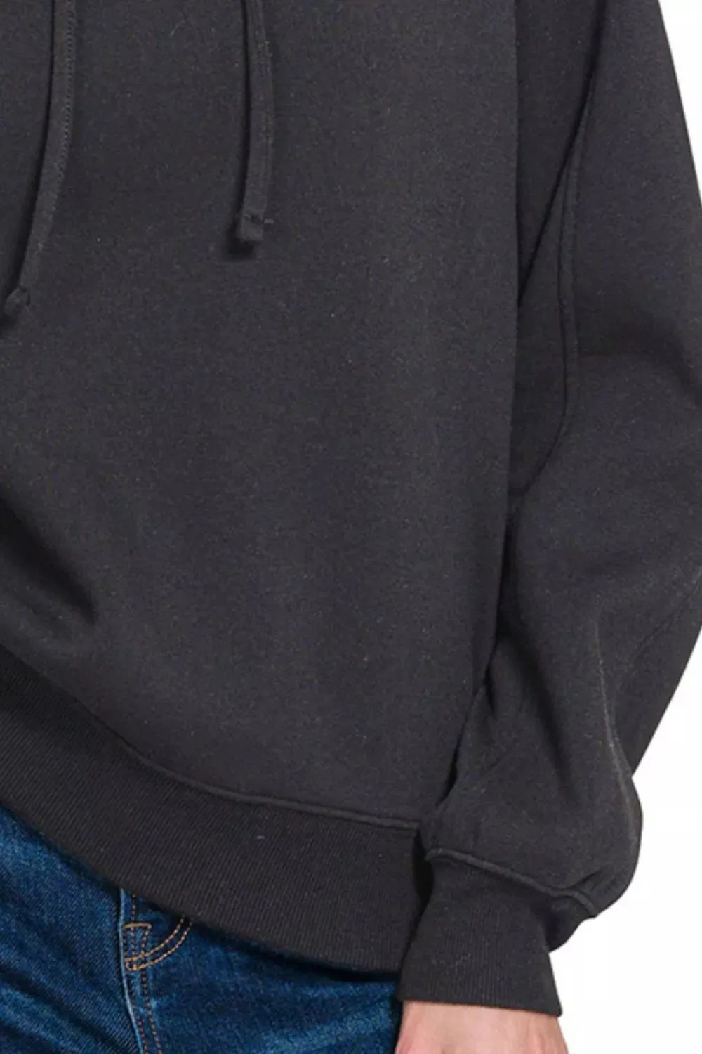 Zenana Drawstring Relaxed Fit Fleece Hoodie sold by Charming Charlie product image thumbnail 3