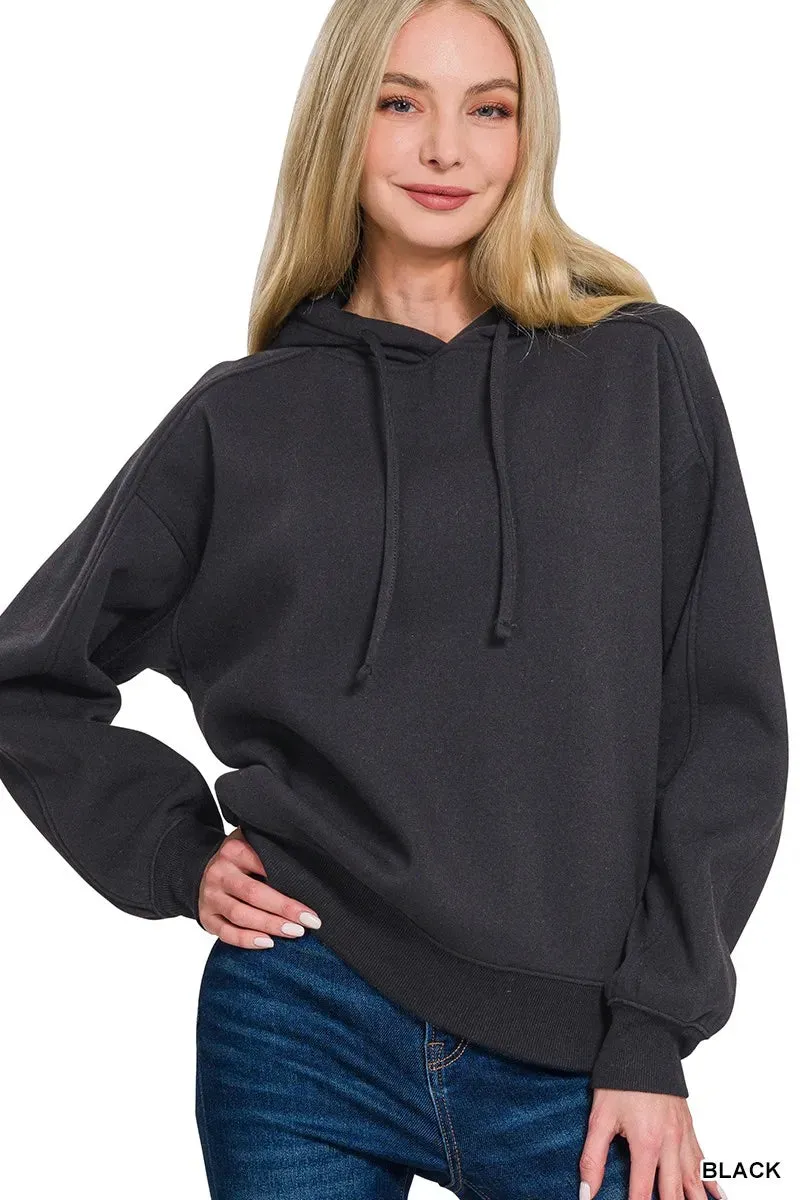 Zenana Drawstring Relaxed Fit Fleece Hoodie sold by Charming Charlie