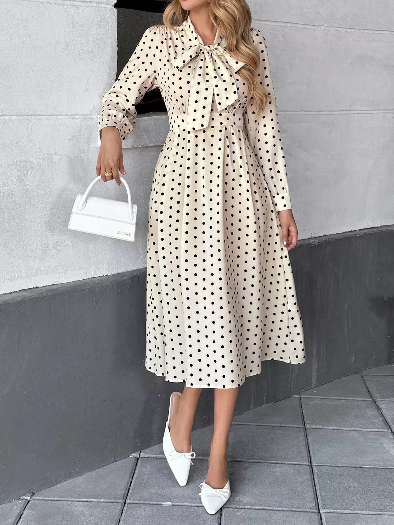 Tie Front Polka Dot Dress sold by Charming Charlie product image thumbnail 5