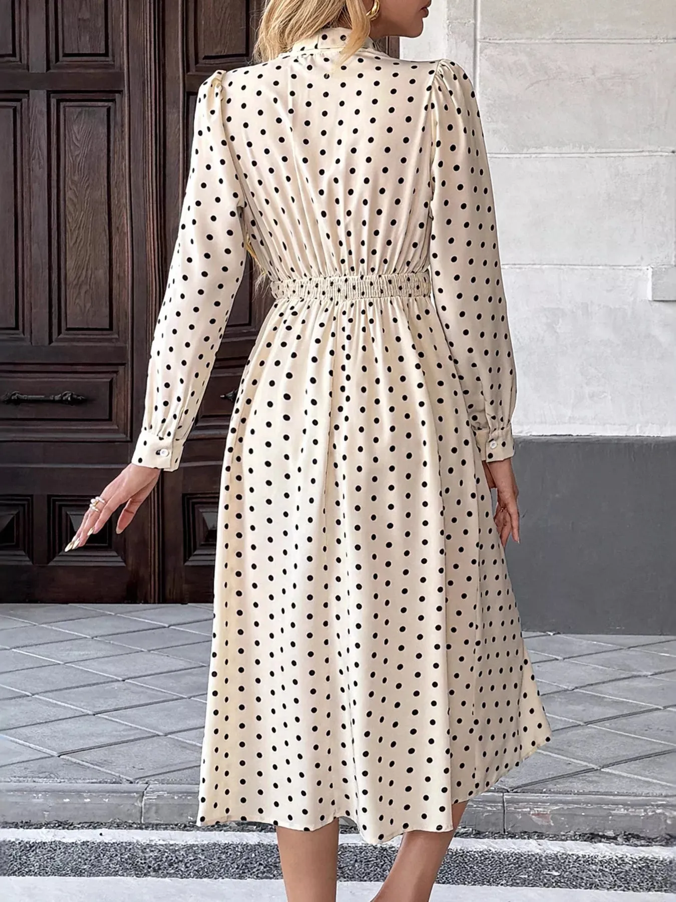 Tie Front Polka Dot Dress sold by Charming Charlie product image thumbnail 2