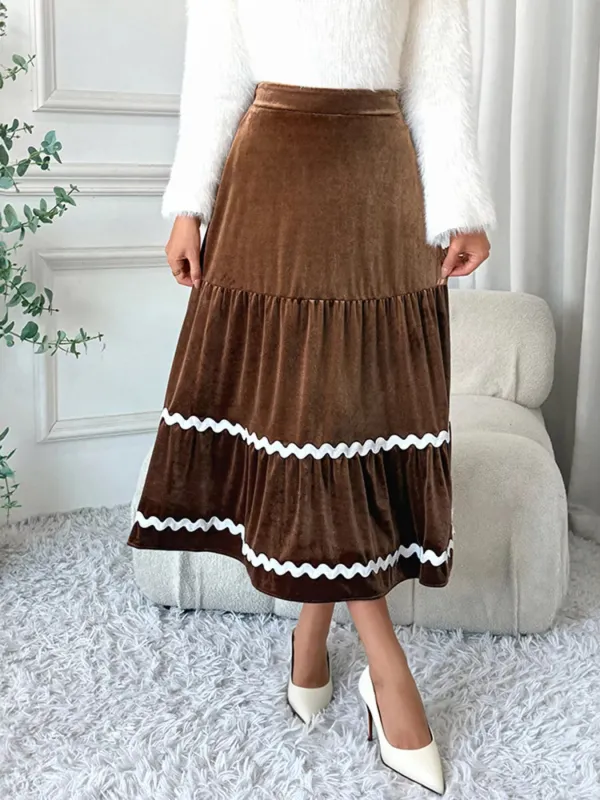 Velvet Tiered Midi Skirt sold by Charming Charlie