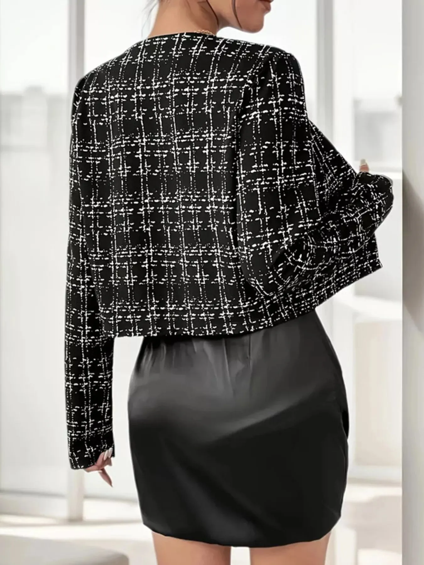 Tweed Button Up Cropped Outerwear sold by Charming Charlie product image thumbnail 2