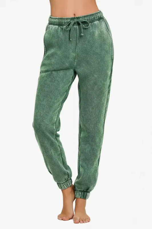 Zenana Acid Wash Fleece Sweatpants with Pockets sold by Charming Charlie