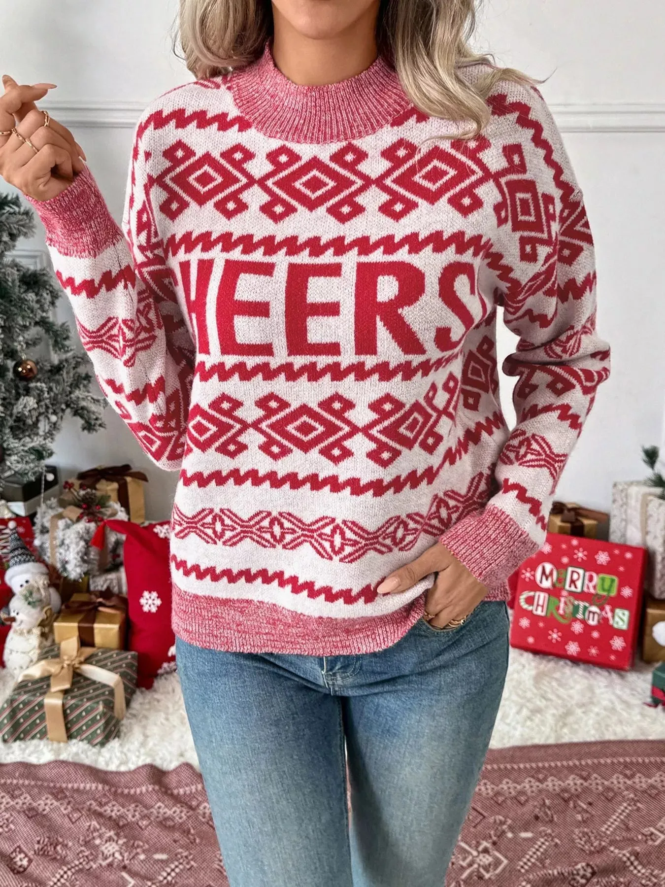 CHEERS Round Neck Long Sleeve Christmas Sweater sold by Charming Charlie product image thumbnail 4