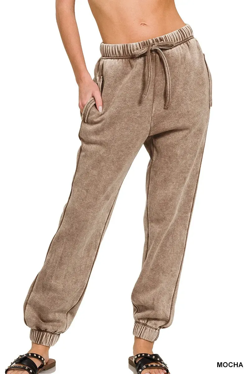 Zenana Acid Wash Fleece Sweatpants with Pockets sold by Charming Charlie product image thumbnail 2