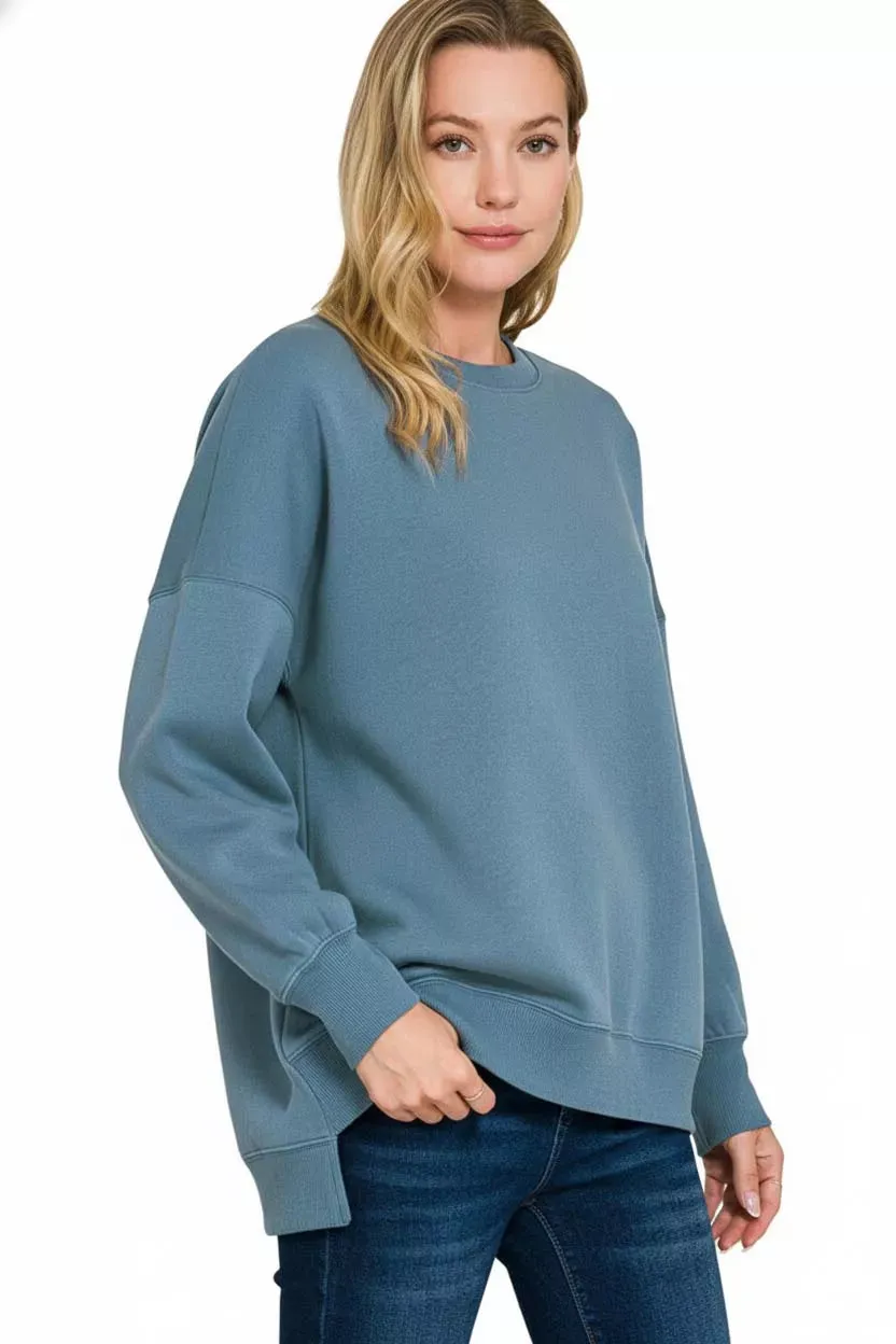Zenana Fleece Hi-low Boyfriend Sweatshirts with Pockets sold by Charming Charlie product image thumbnail 3