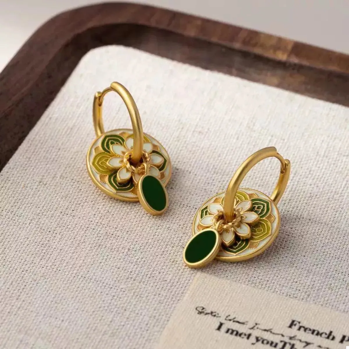 18K Gold-Plated Flower Hoop Earrings sold by Charming Charlie product image thumbnail 4