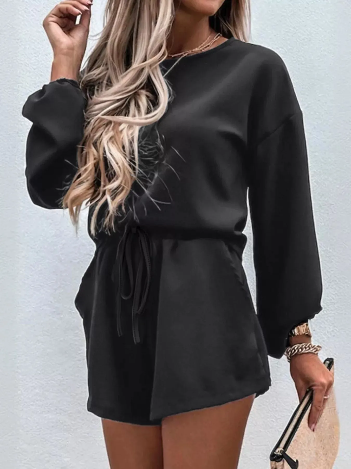 Casual Solid Color Top and Drawstring Shorts Two-Piece Set sold by Charming Charlie product image thumbnail 3