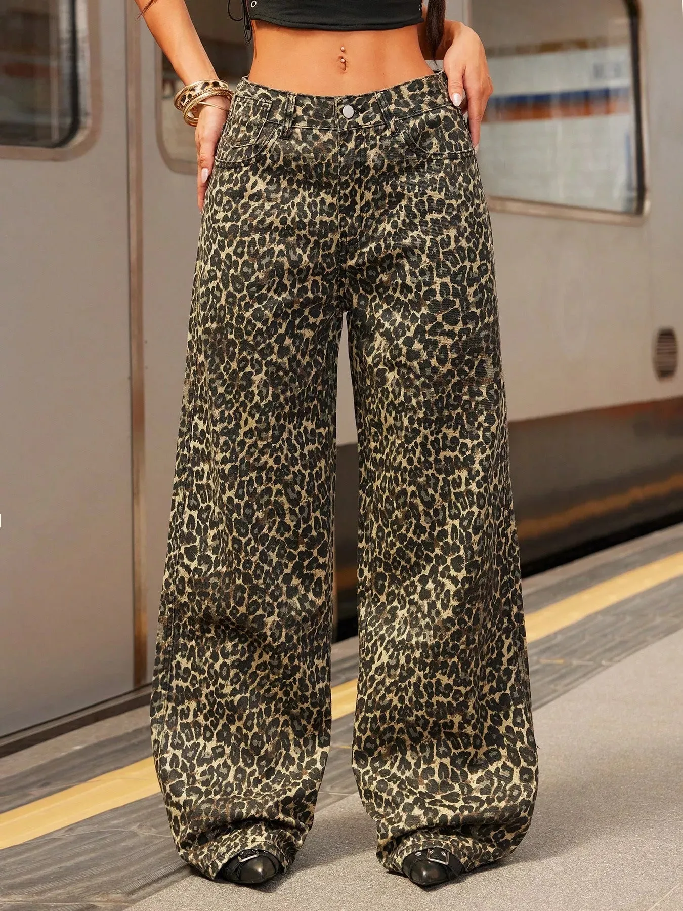 Leopard Print Wide Leg Jeans sold by Charming Charlie product image thumbnail 2