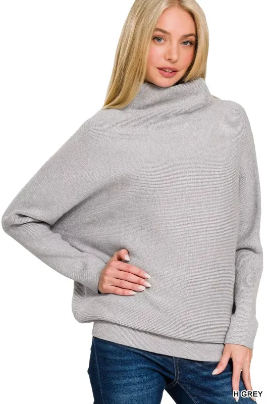 Zenana Viscose Dolman Sleeve Mock Neck Sweater sold by Charming Charlie