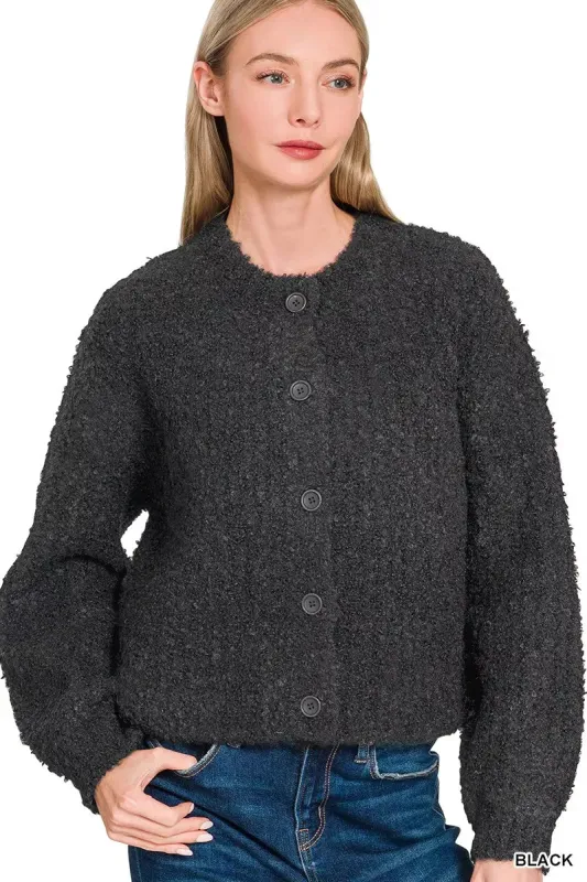 Zenana Button Down Wool Cardigan Sweater sold by Charming Charlie