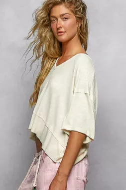 POL Short Sleeve Ccopped Rib T-Shirt with Contrast Stitch Detail sold by Charming Charlie product image thumbnail 4