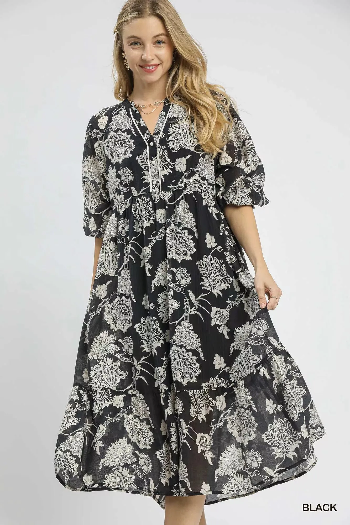Umgee Floral Print Boho Midi Dress sold by Charming Charlie product image thumbnail 2