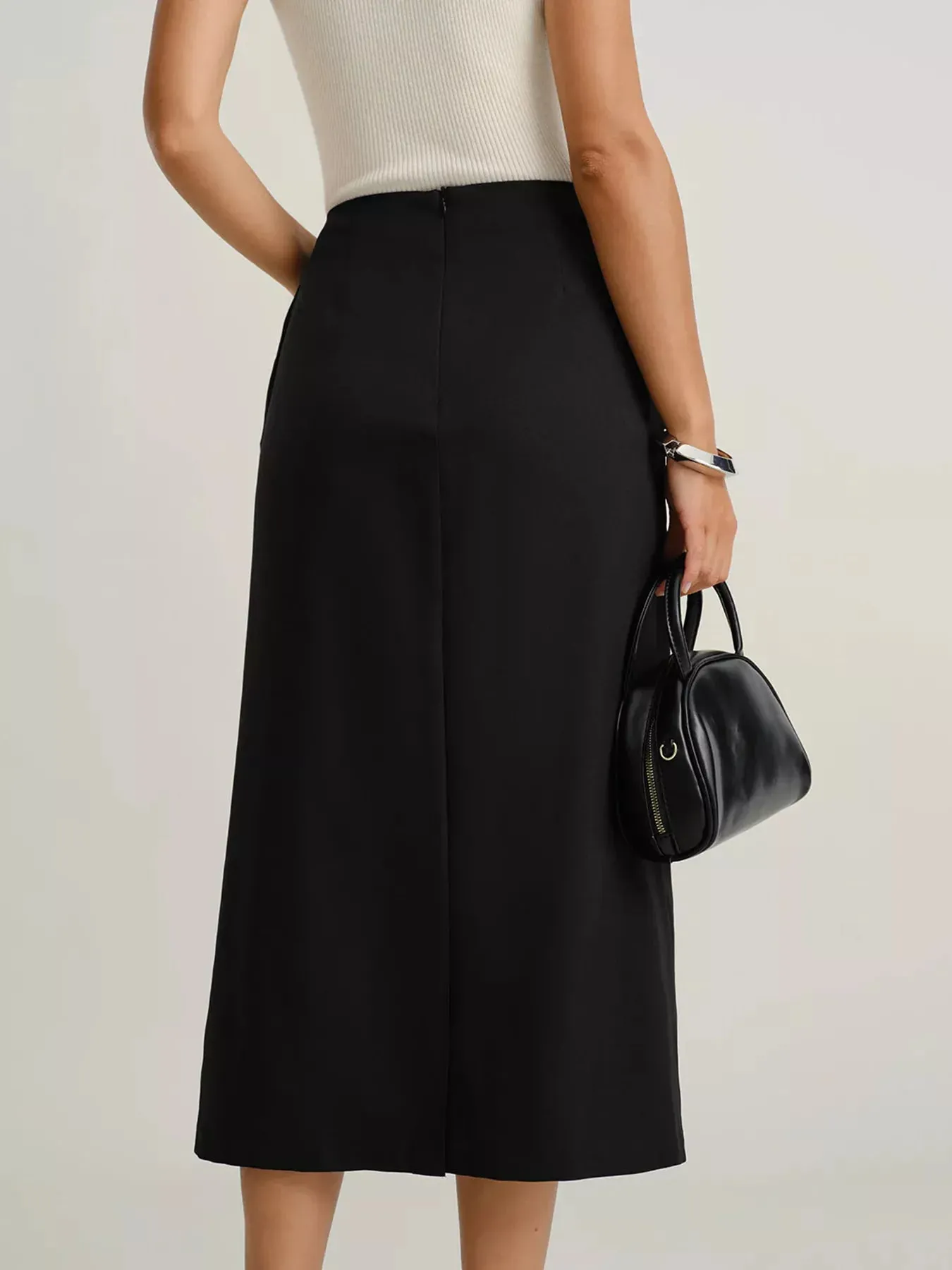 Button-Front Pocketed Midi Skirt sold by Charming Charlie product image thumbnail 3