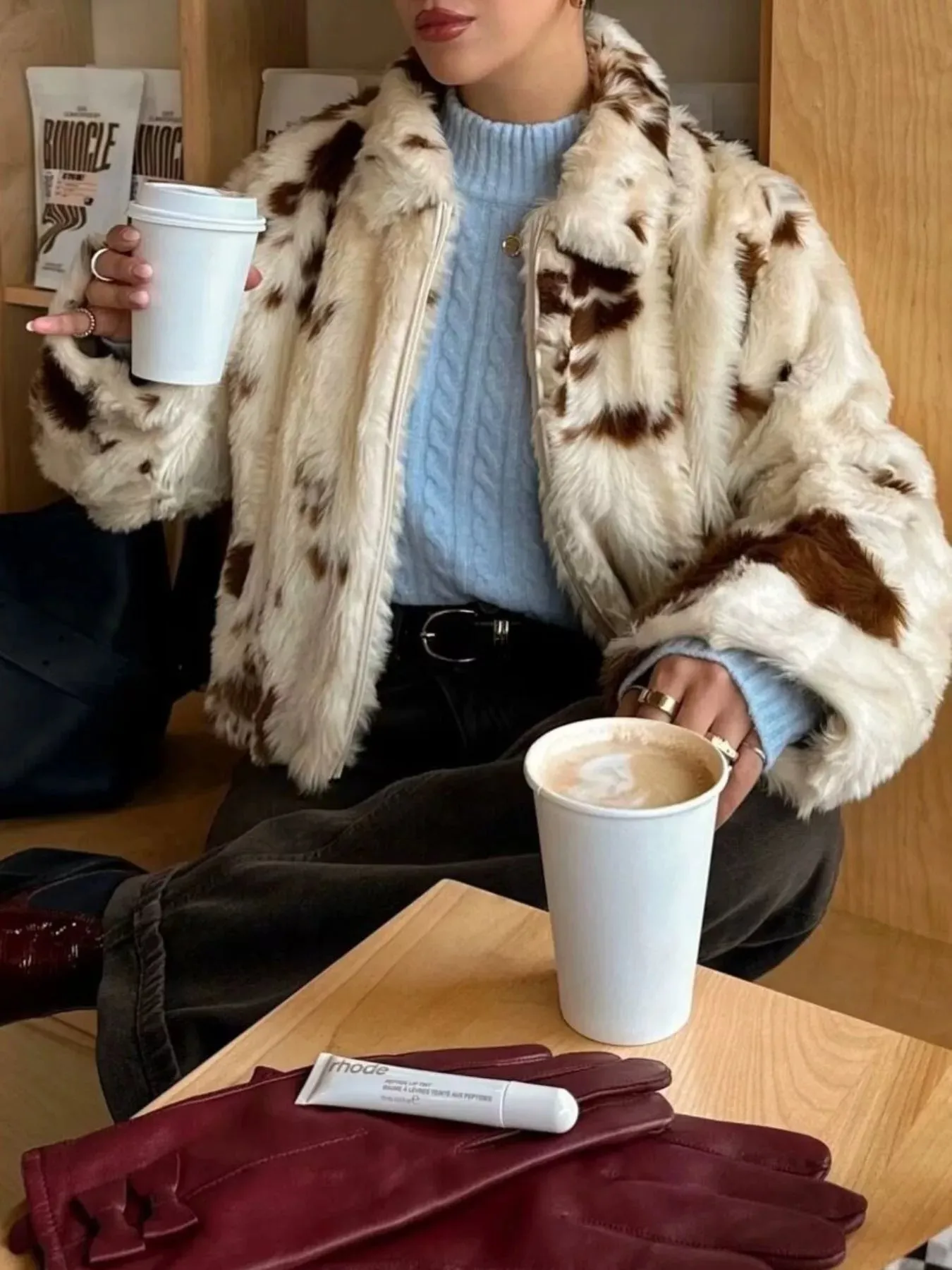 Faux Fur Zip Up Cropped Outerwear sold by Charming Charlie product image thumbnail 4