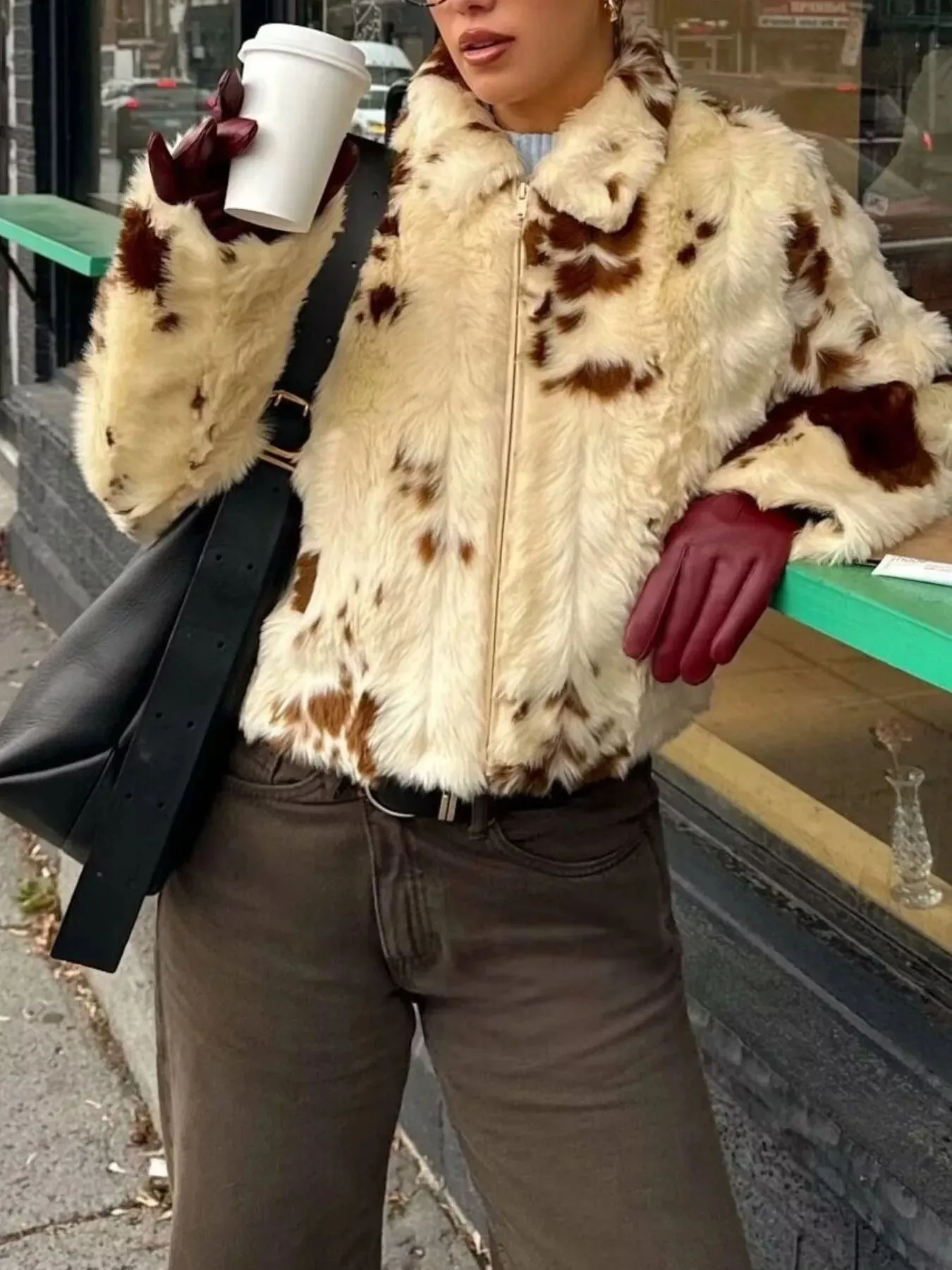 Faux Fur Zip Up Cropped Outerwear sold by Charming Charlie