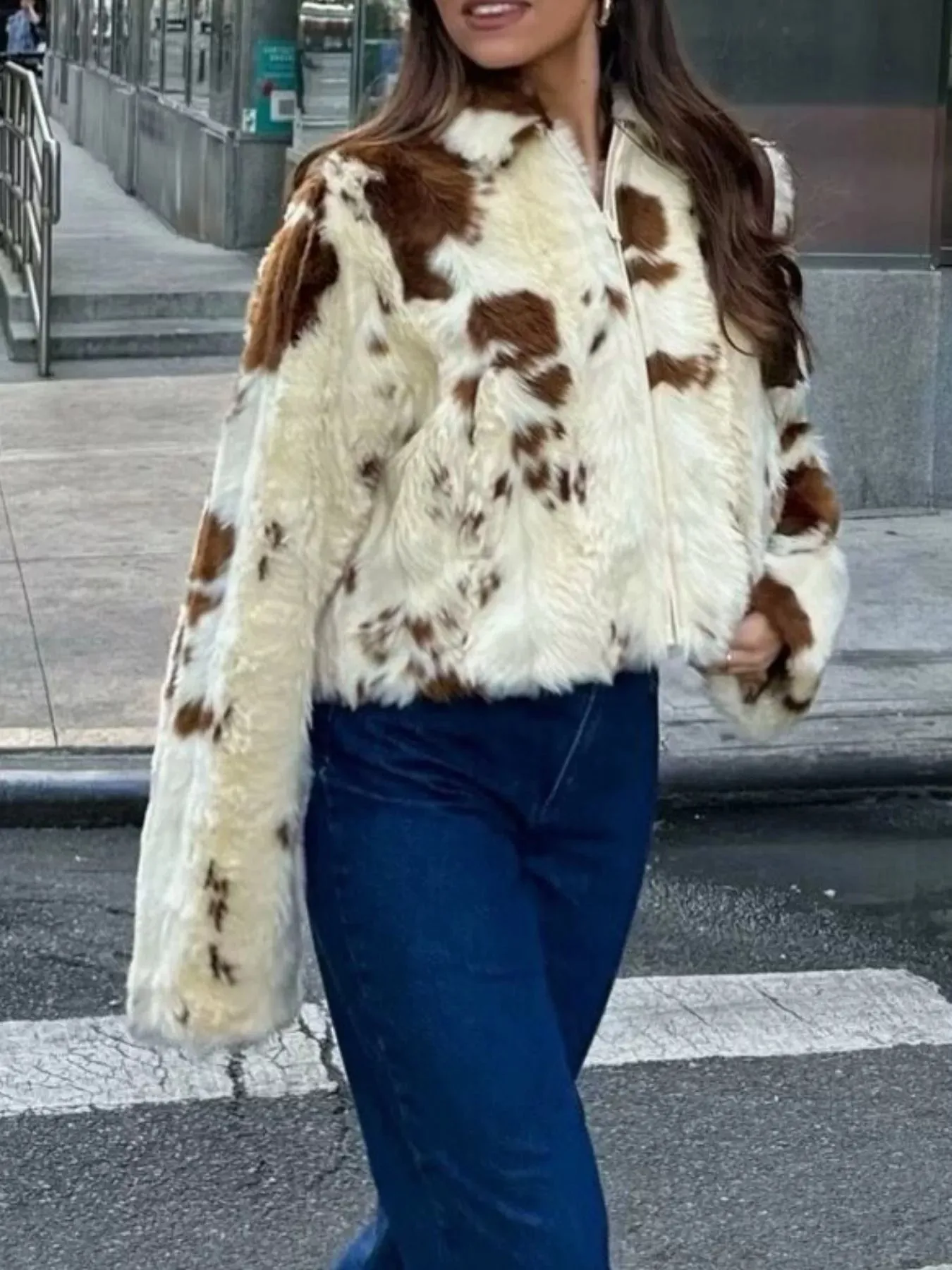 Faux Fur Zip Up Cropped Outerwear sold by Charming Charlie product image thumbnail 5