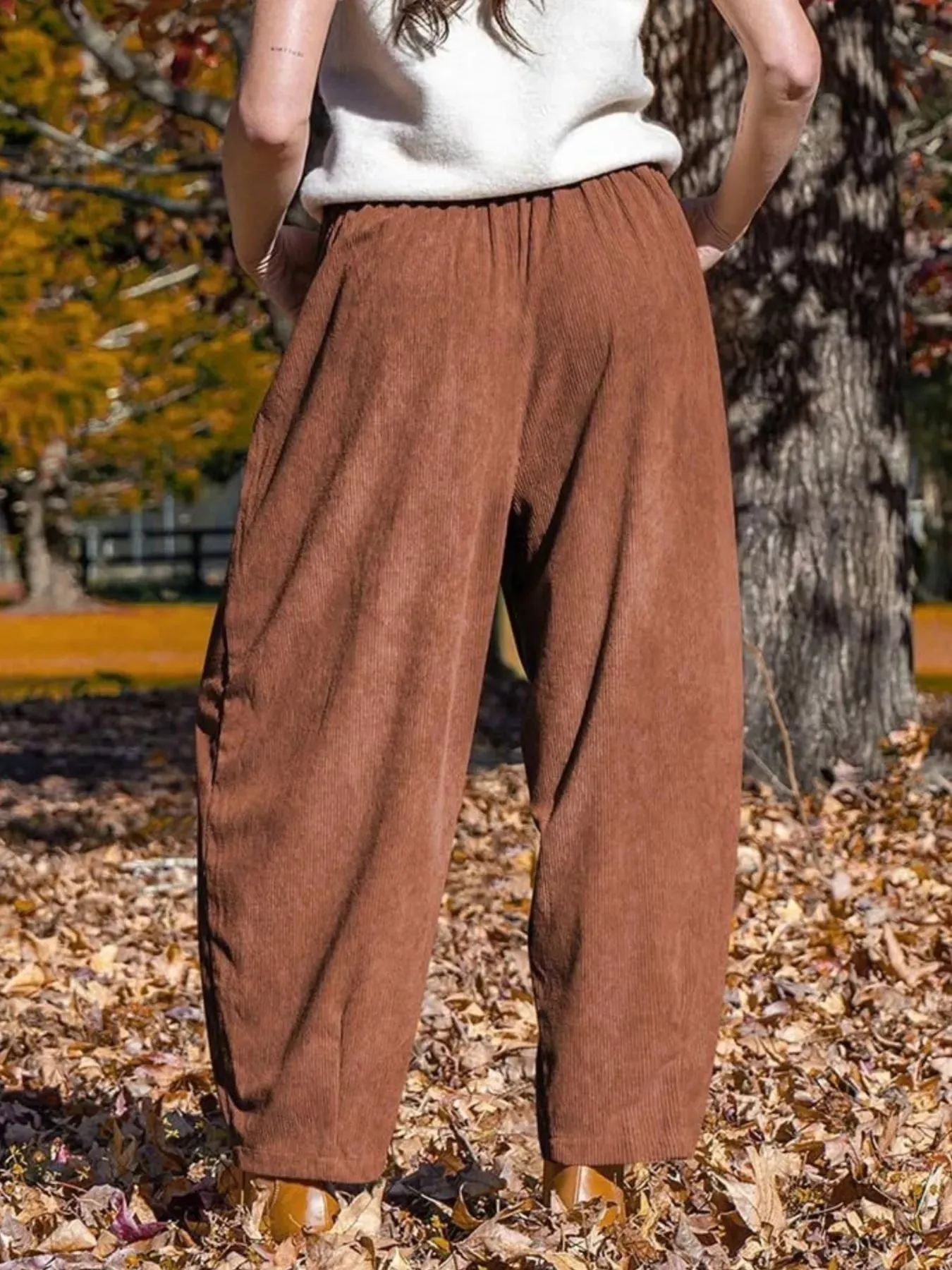 Casual Corduroy Wide Leg Pants with Pockets sold by Charming Charlie product image thumbnail 3