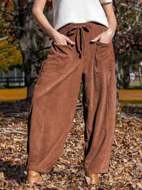 Casual Corduroy Wide Leg Pants with Pockets sold by Charming Charlie