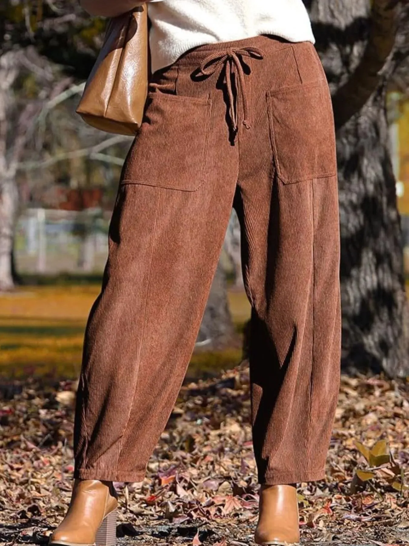 Casual Corduroy Wide Leg Pants with Pockets sold by Charming Charlie product image thumbnail 2