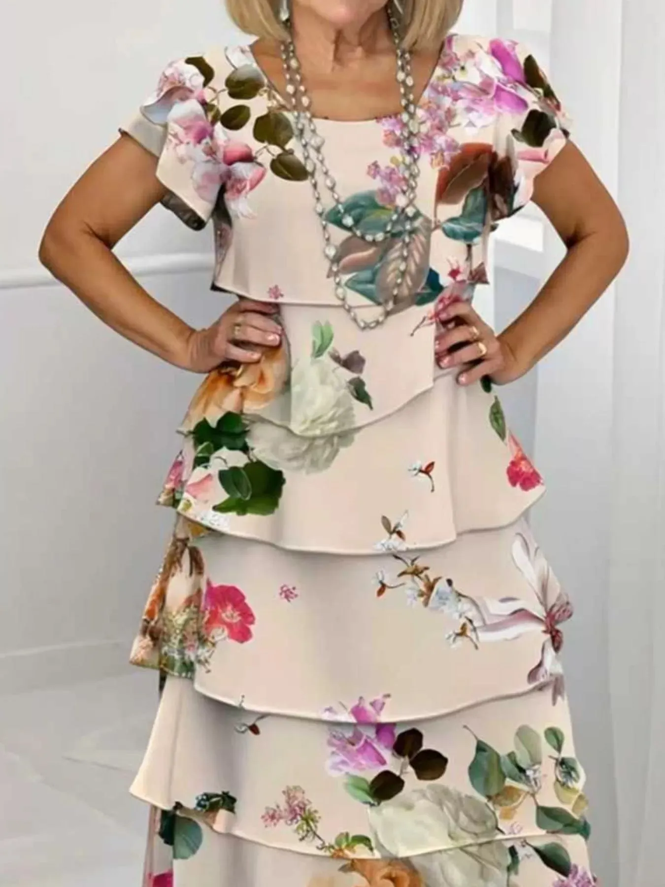 Ruffle Layered Printed Maxi Dress sold by Charming Charlie product image thumbnail 5