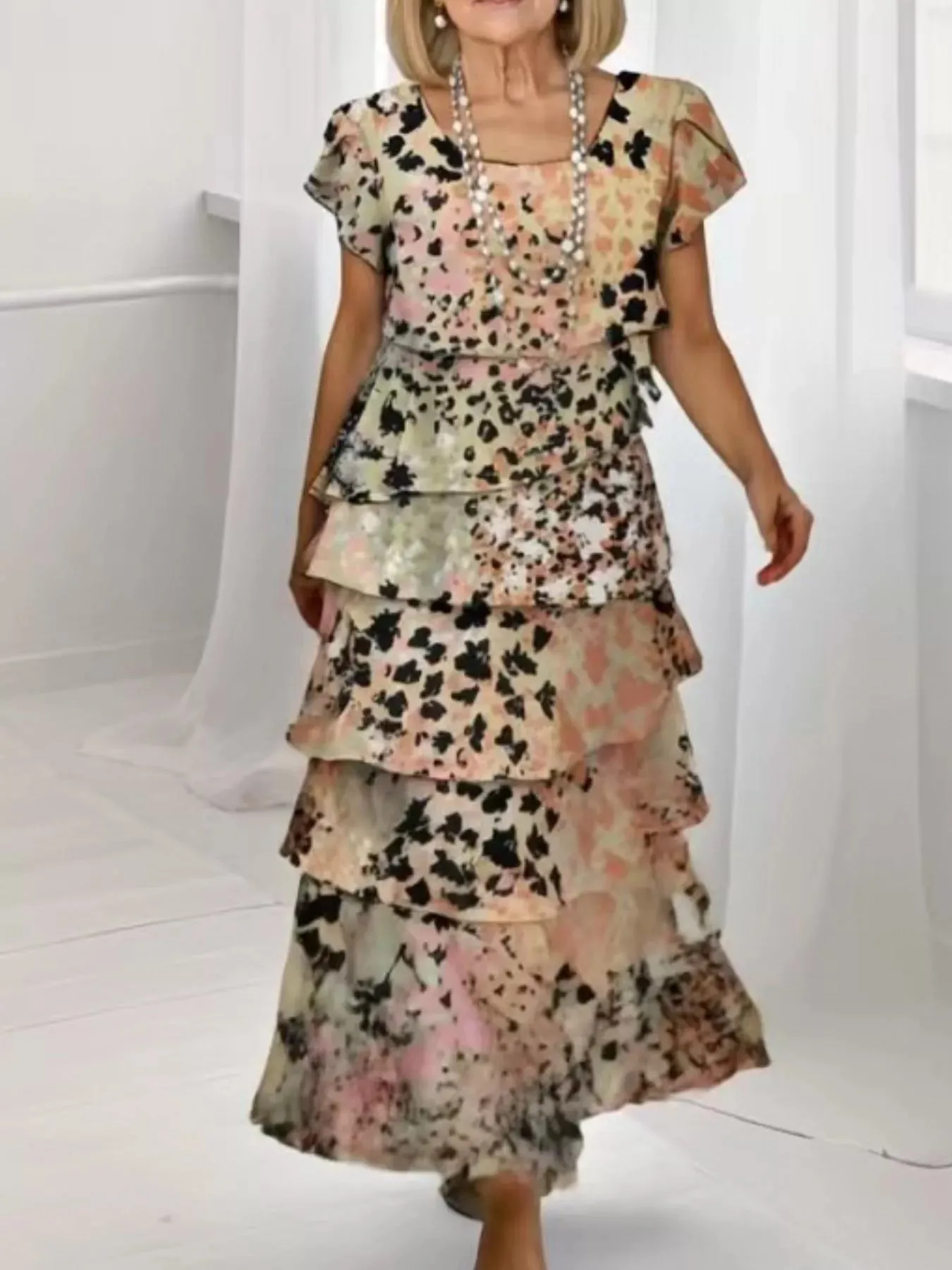 Ruffle Layered Printed Maxi Dress sold by Charming Charlie product image thumbnail 2