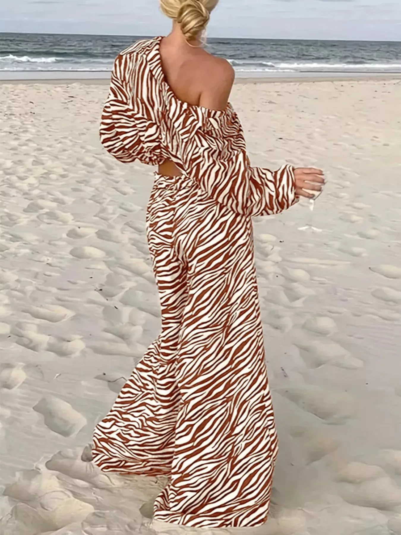 Zebra Print Relaxed Fit Top and Pants Two-Piece Set sold by Charming Charlie product image thumbnail 3