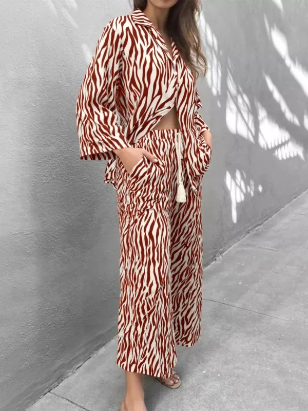 Zebra Print Relaxed Fit Top and Pants Two-Piece Set sold by Charming Charlie