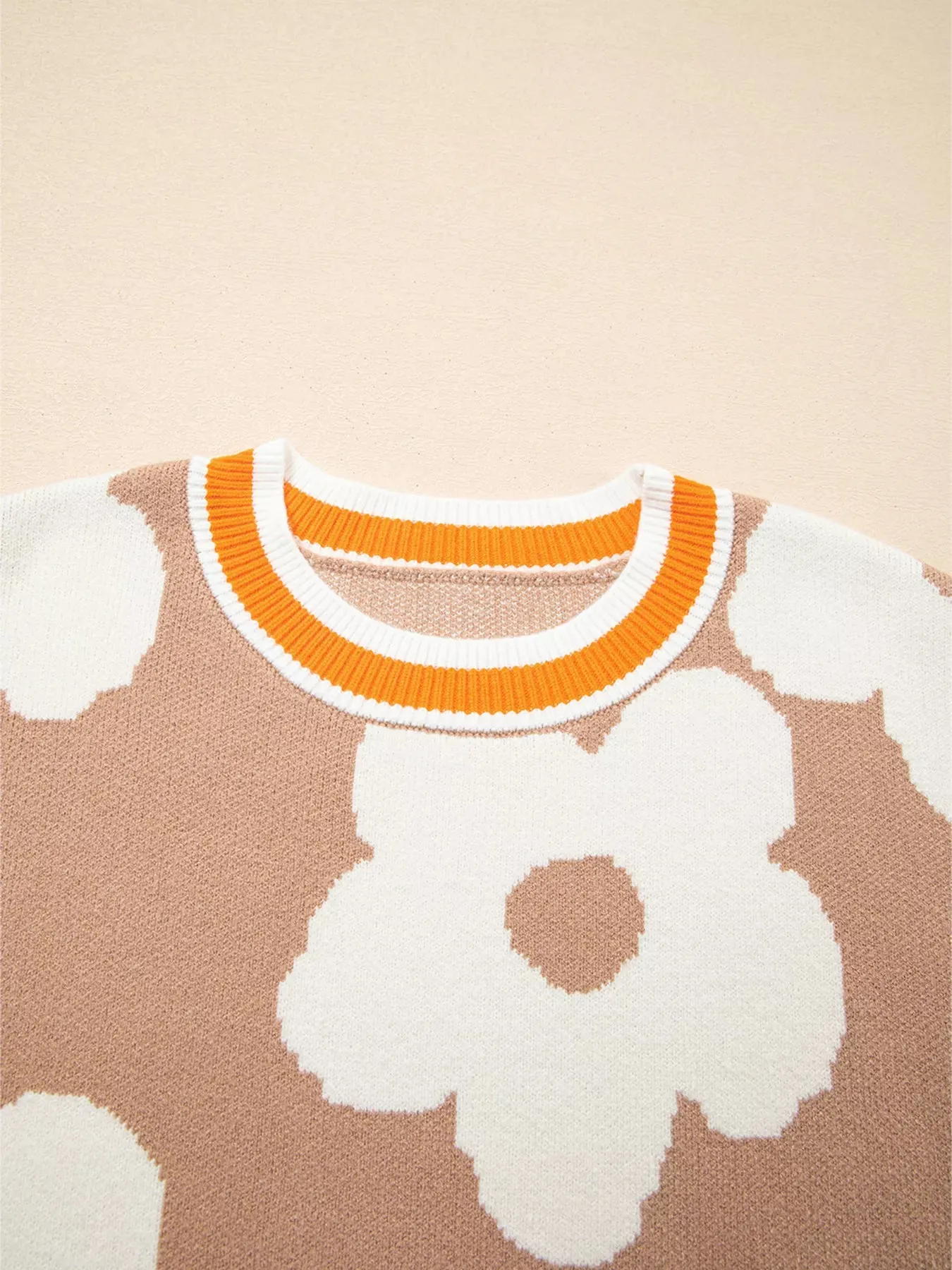 Flower Pattern Contrast Striped Baggy Sweater sold by Charming Charlie product image thumbnail 4