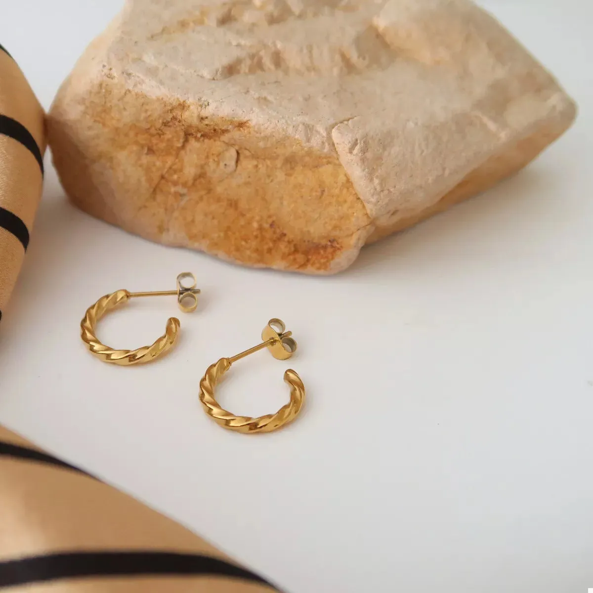 18K Gold-Plated Hoop Earrings sold by Charming Charlie product image thumbnail 3