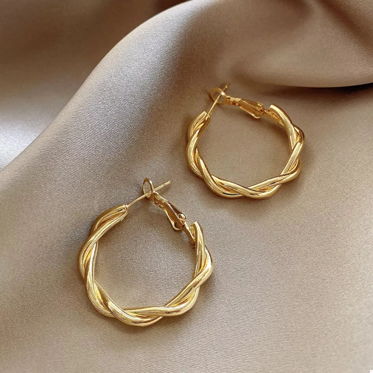 18K Gold-Plated Hoop Earrings sold by Charming Charlie product image thumbnail 2