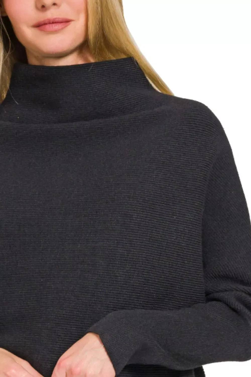 Zenana Viscose Dolman Sleeve Mock Neck Sweater sold by Charming Charlie product image thumbnail 3