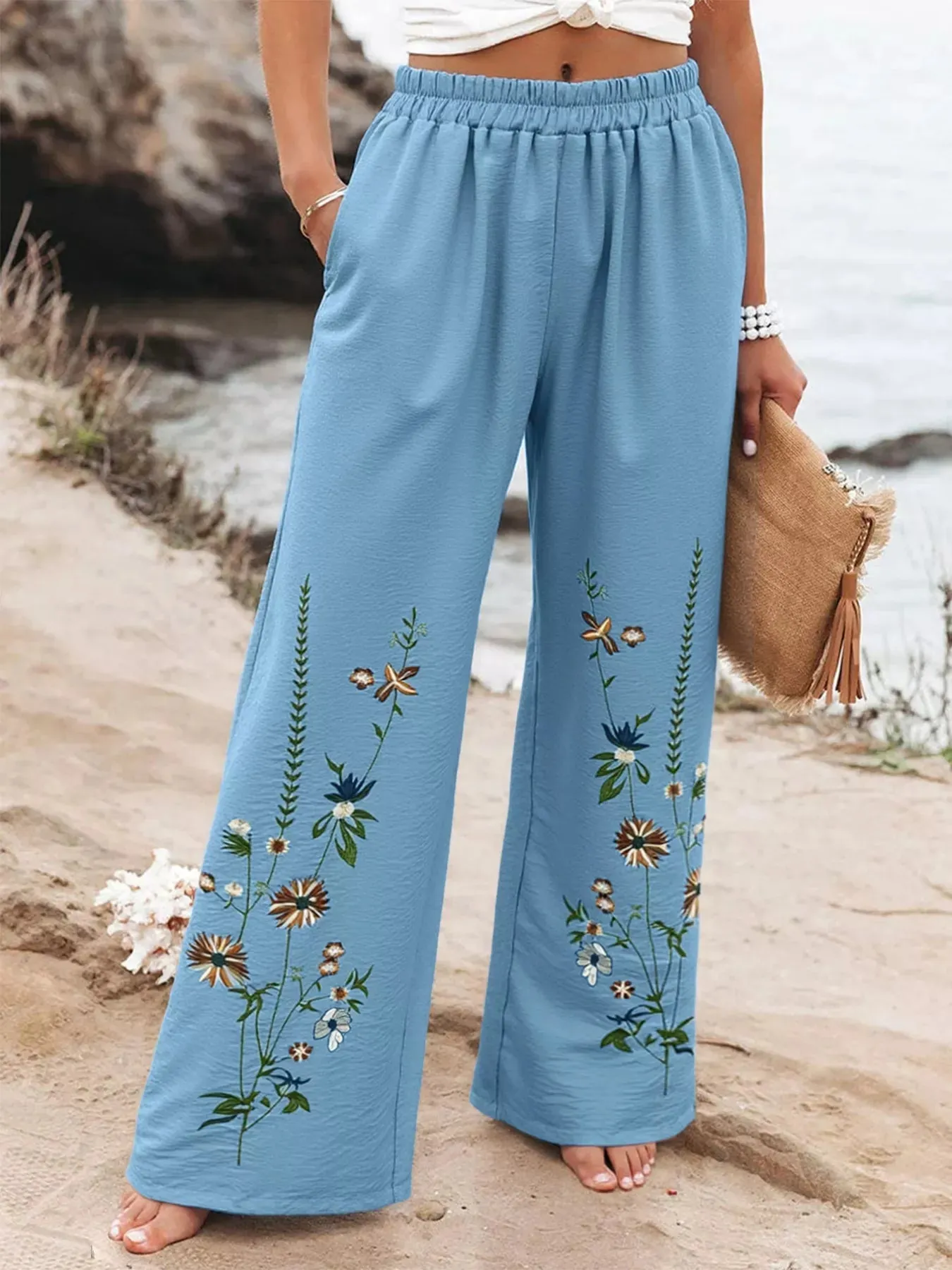 Floral Wide Leg Pants sold by Charming Charlie