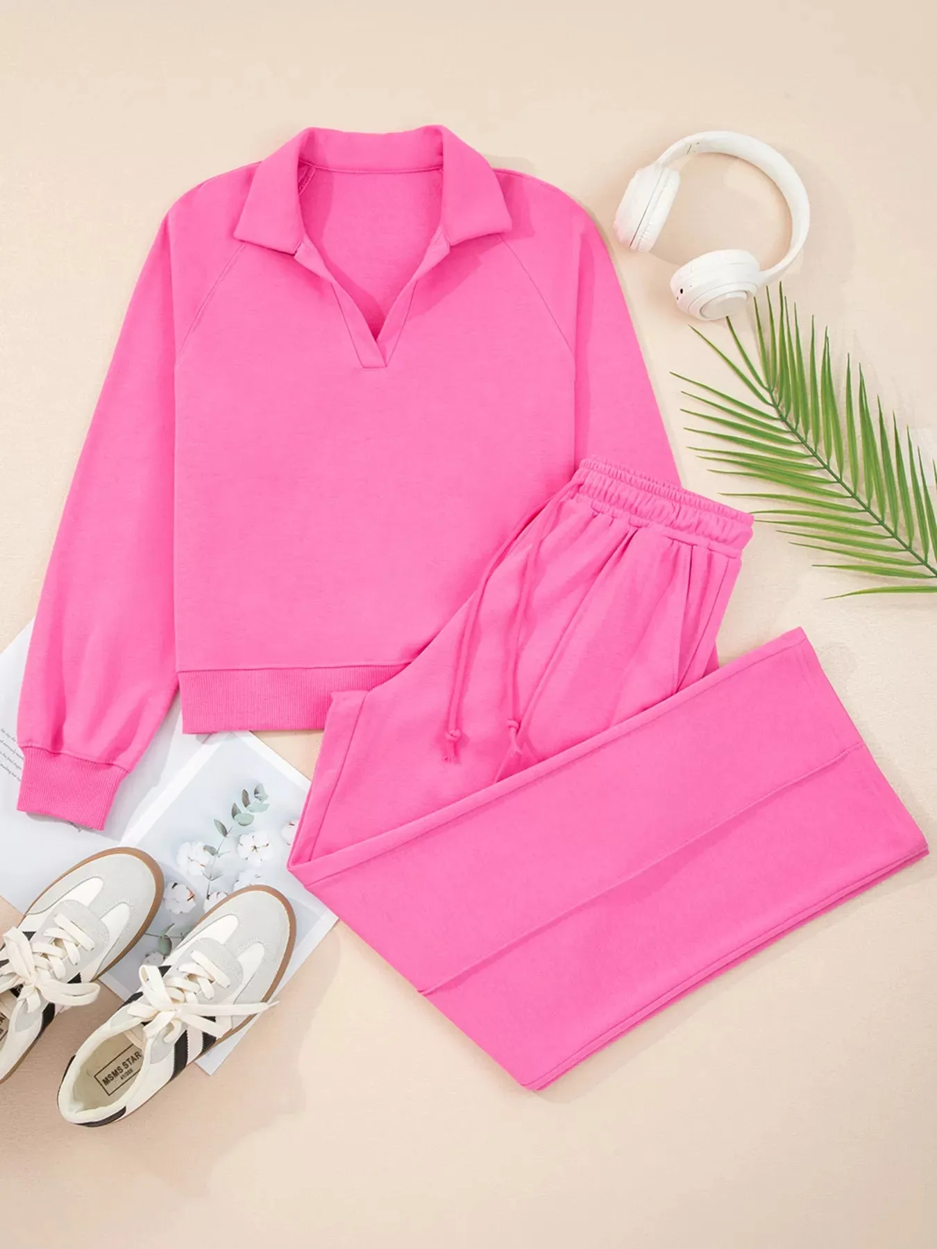 Solid Color Collared Pullover and Central Seam Pants Set sold by Charming Charlie product image thumbnail 2