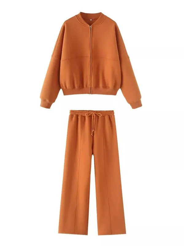 Zip Up Top and Drawstring Pants Two-Piece Set made by Trendsi