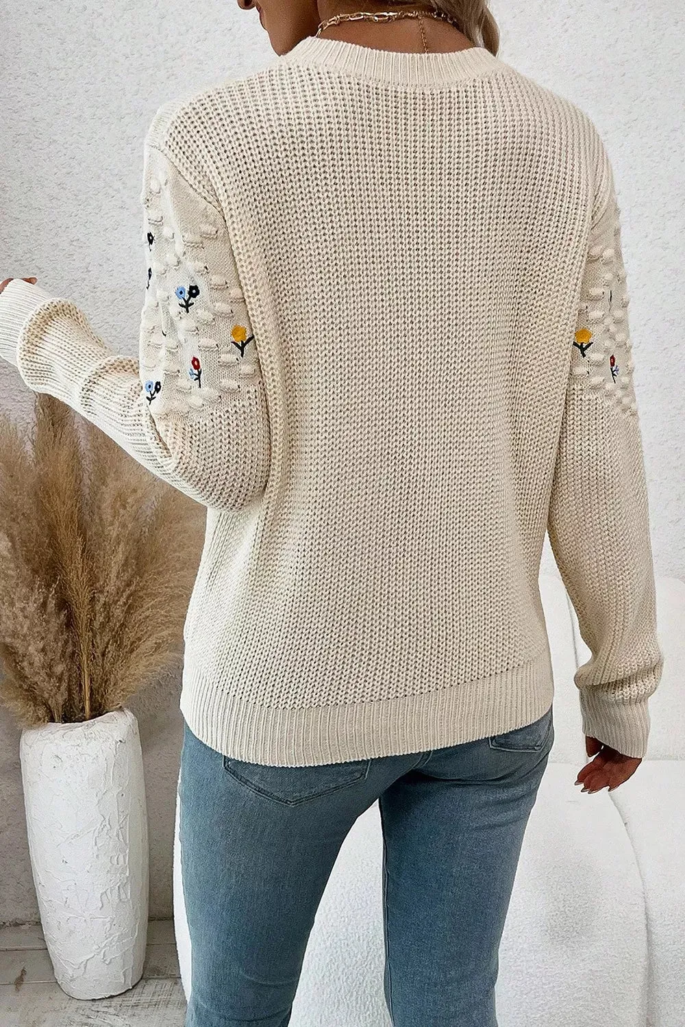 Floral Round Neck Dropped Shoulder Sweater sold by Charming Charlie product image thumbnail 2