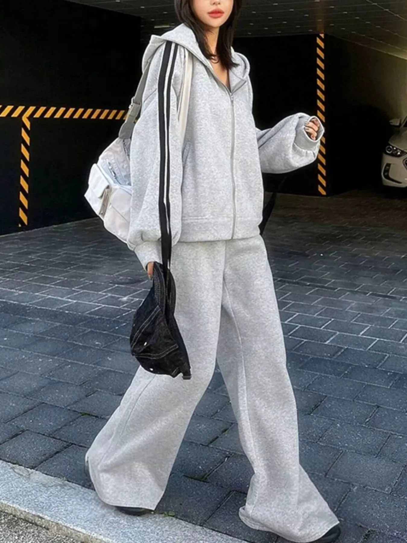 Side Striped Zip Up Hoodie and Pants Set sold by Charming Charlie product image thumbnail 5