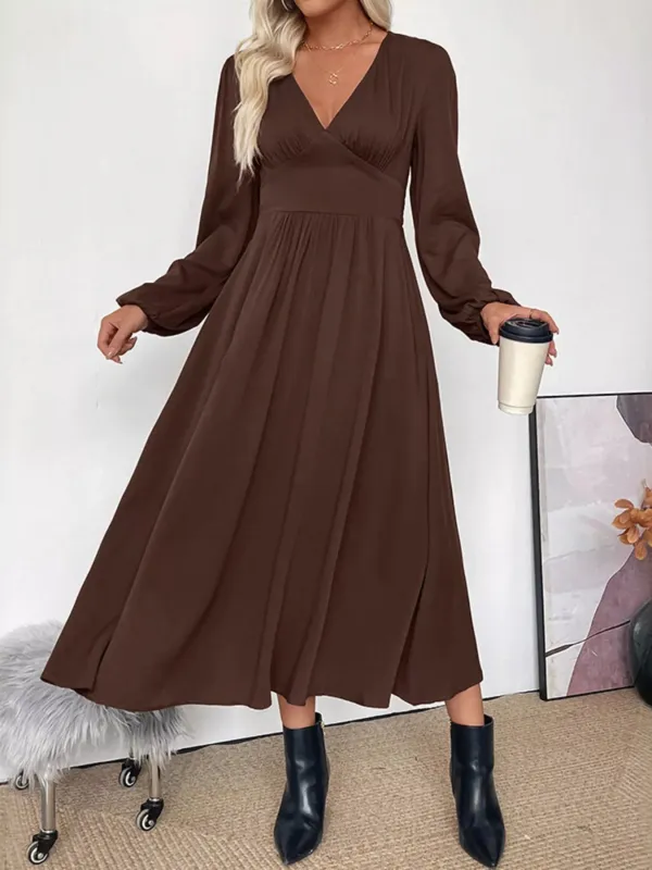 V-Neck Long Sleeve A-Line Midi Dress sold by Charming Charlie
