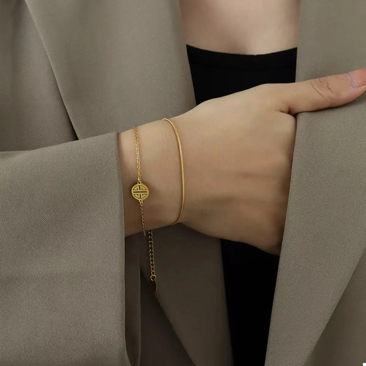 18K Gold-Plated Double Layered Bracelet sold by Charming Charlie product image thumbnail 3