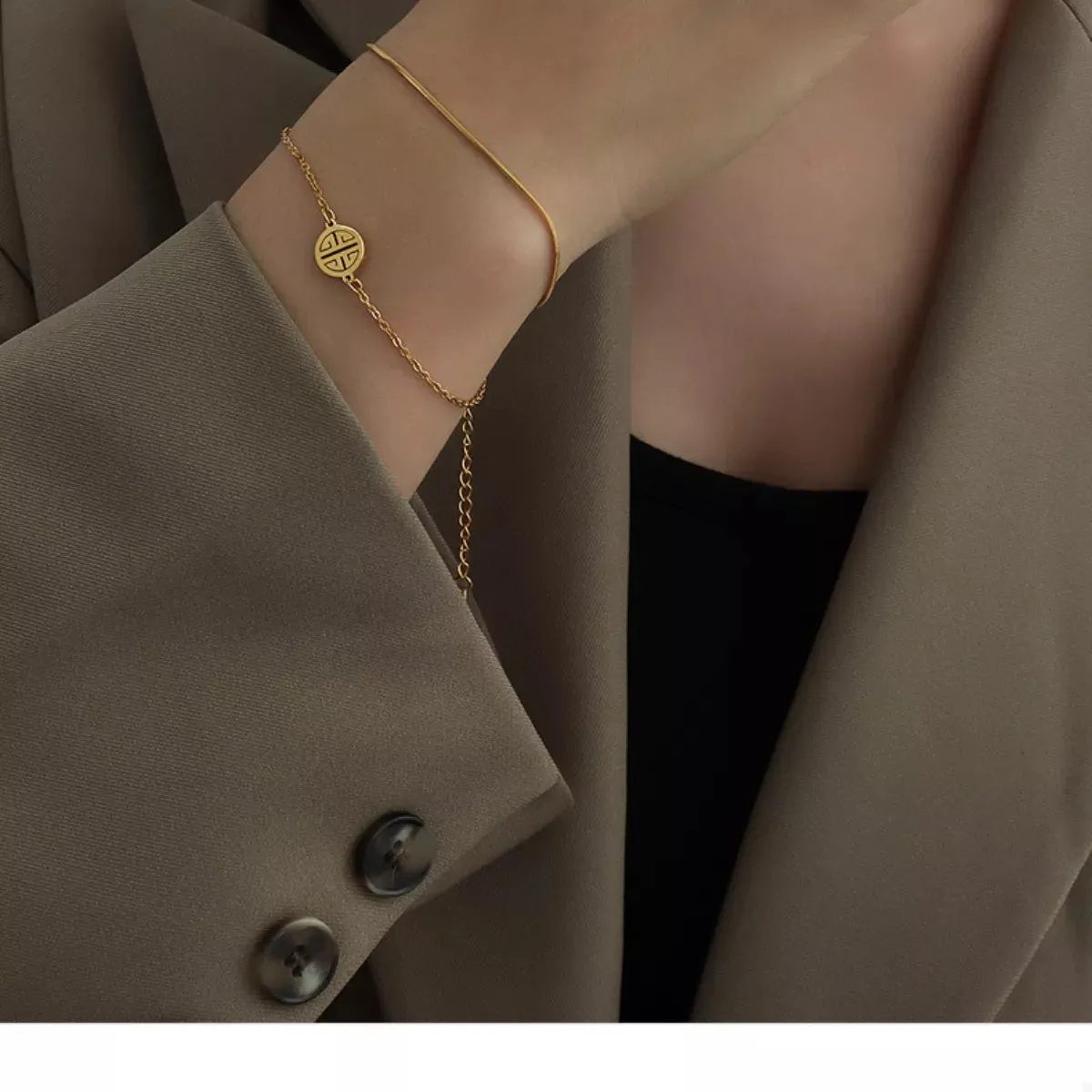 18K Gold-Plated Double Layered Bracelet sold by Charming Charlie product image thumbnail 4