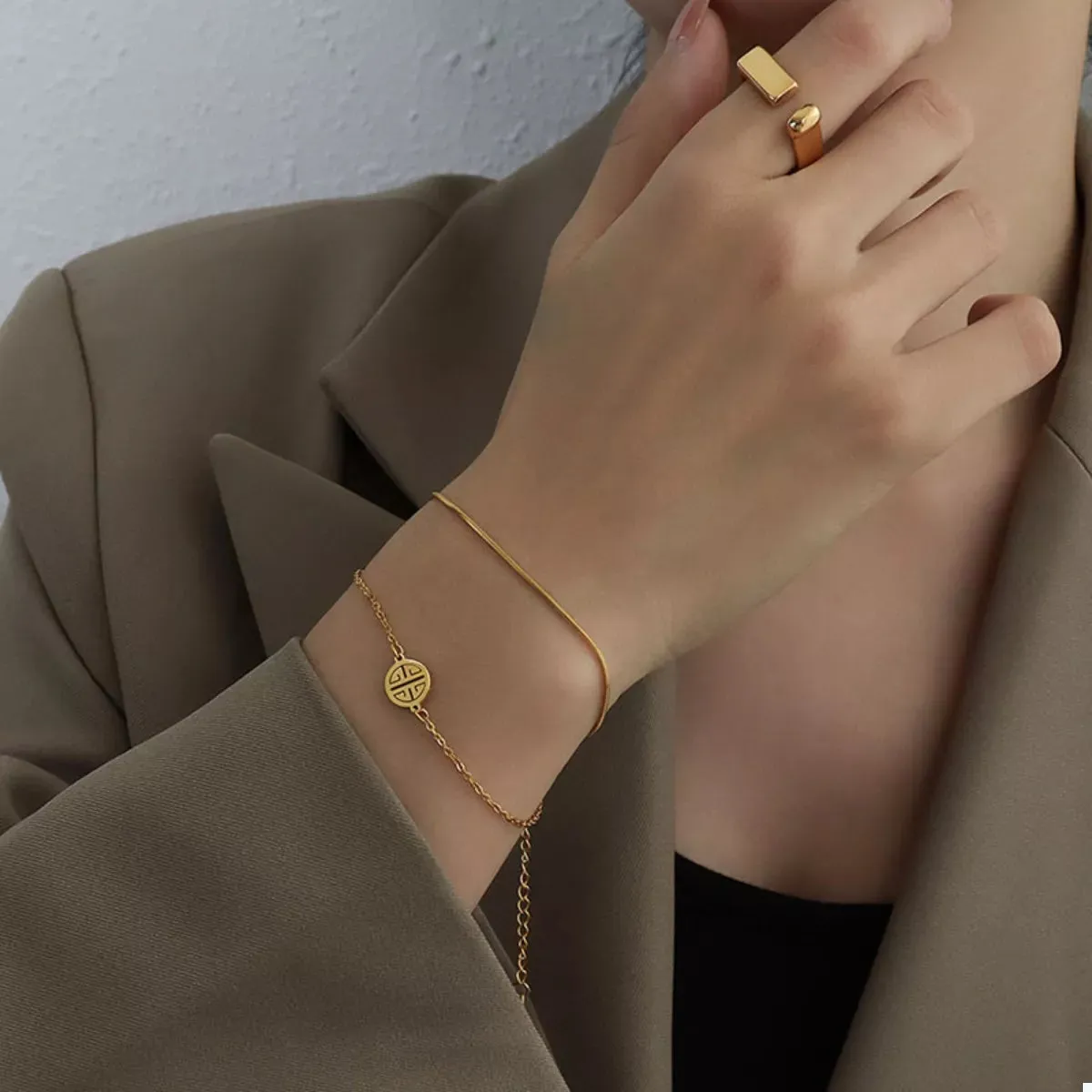 18K Gold-Plated Double Layered Bracelet sold by Charming Charlie
