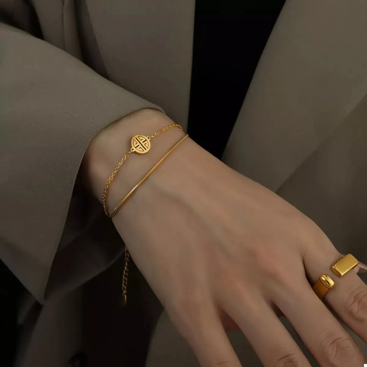 18K Gold-Plated Double Layered Bracelet sold by Charming Charlie product image thumbnail 2