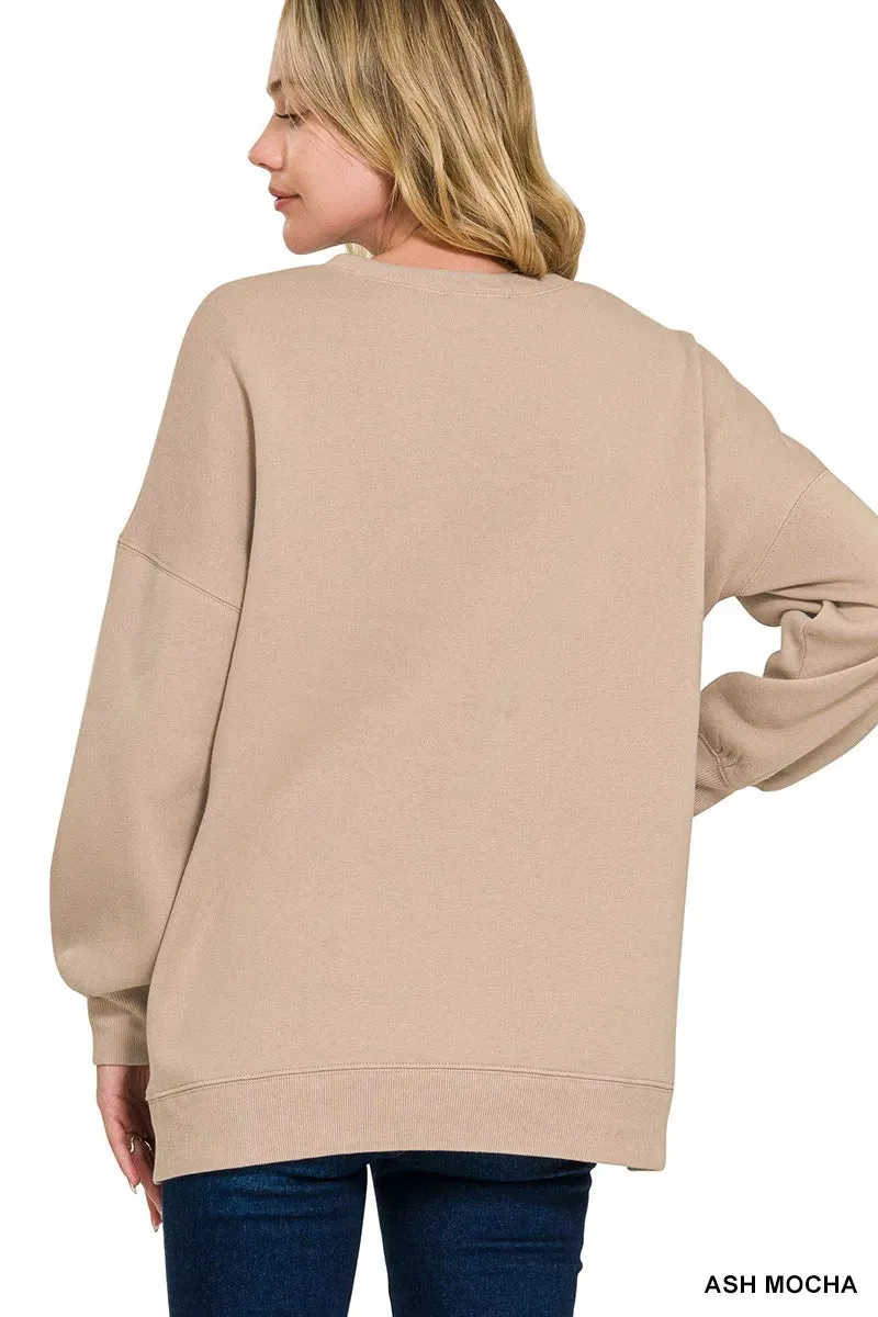 Zenana Full Size Fleece Hi-low Boyfriend Sweatshirts with Pockets Plus Size sold by Charming Charlie product image thumbnail 3