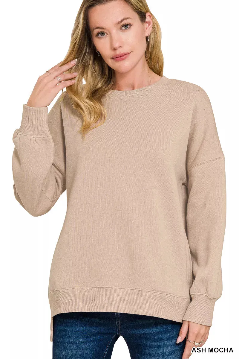 Zenana Full Size Fleece Hi-low Boyfriend Sweatshirts with Pockets Plus Size sold by Charming Charlie
