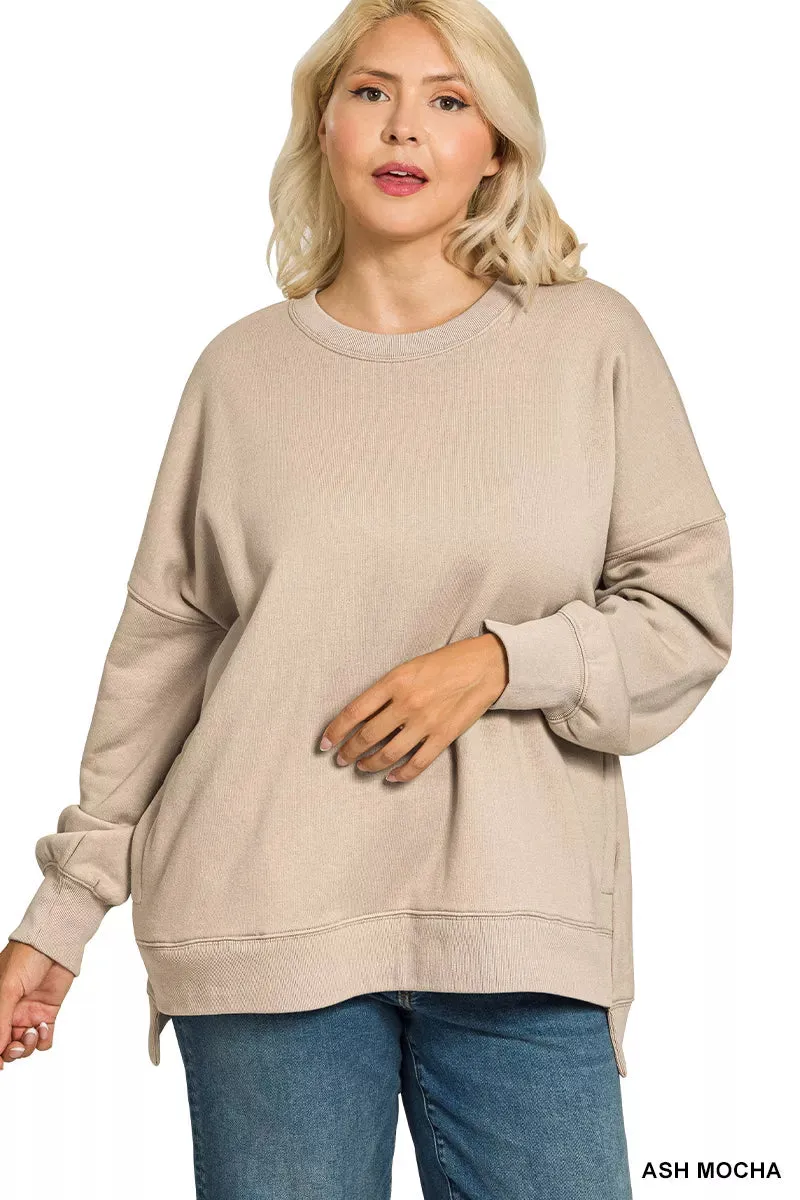 Zenana Full Size Fleece Hi-low Boyfriend Sweatshirts with Pockets Plus Size sold by Charming Charlie product image thumbnail 5