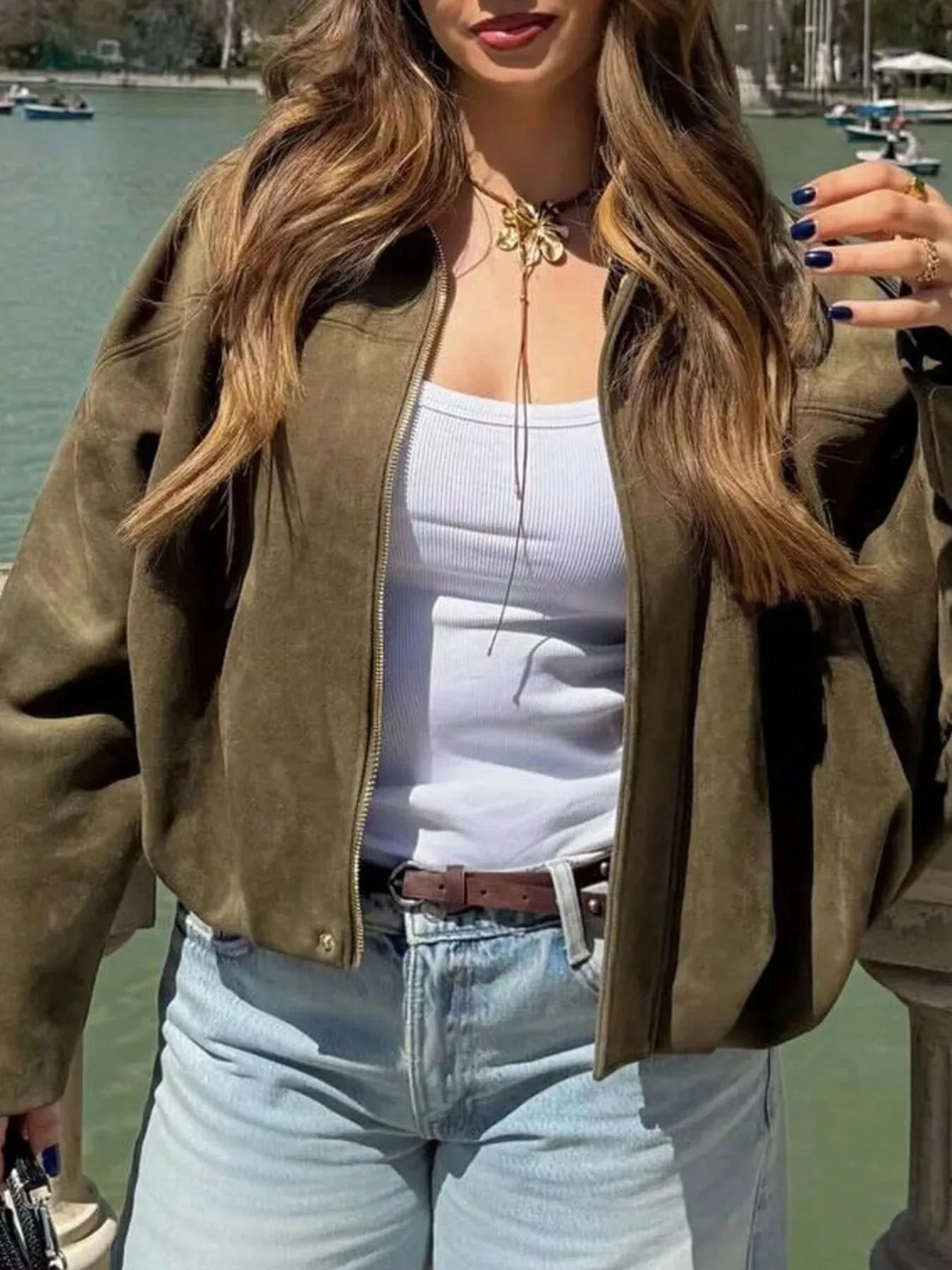 Zip Up Oversized Jacket sold by Charming Charlie product image thumbnail 2