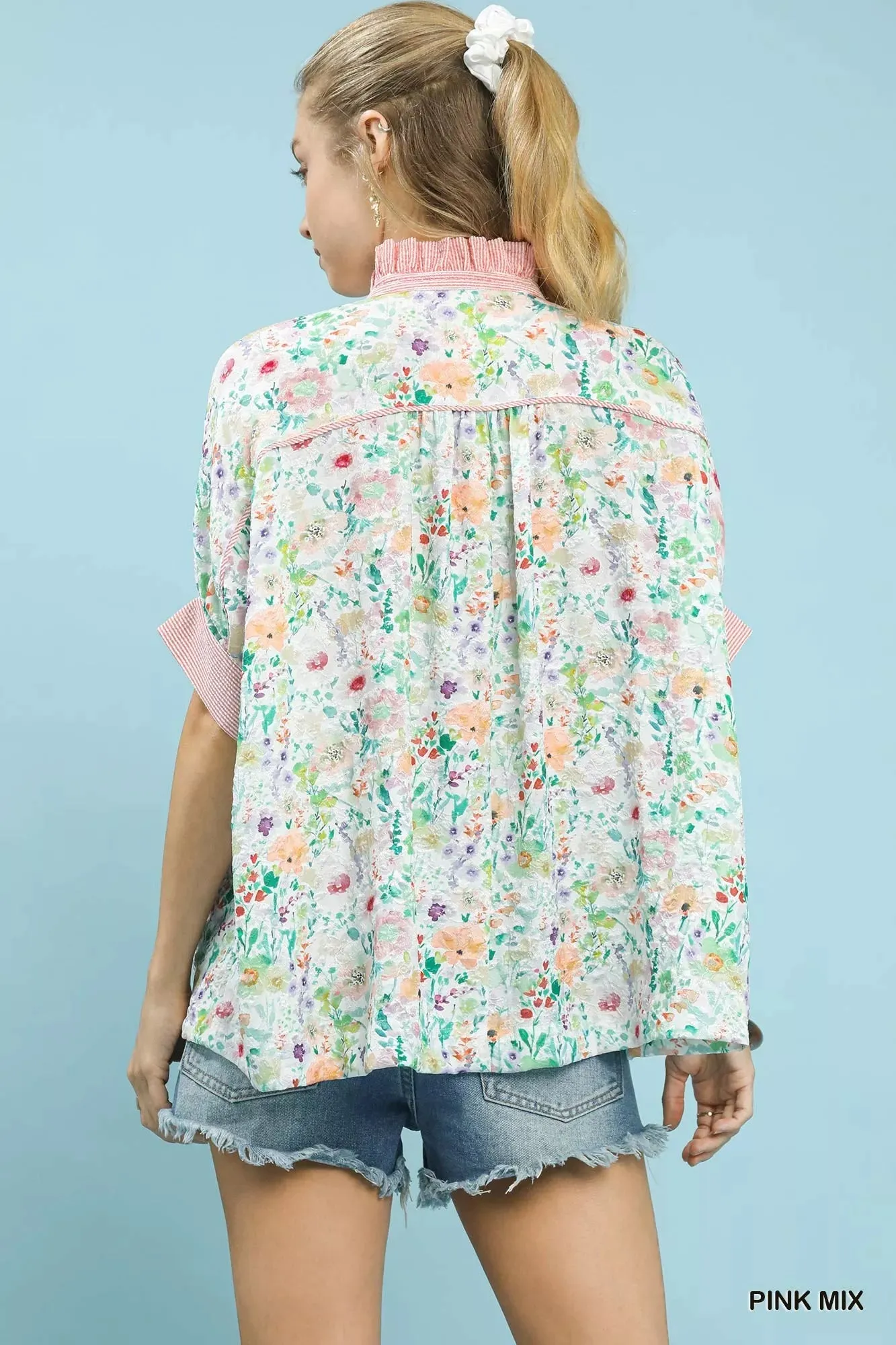 Umgee Jacquard Floral Print Button-Down Shirt sold by Charming Charlie product image thumbnail 3