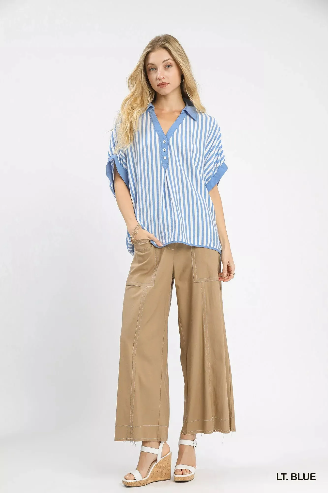Umgee Stripe Collared Oversized Top sold by Charming Charlie product image thumbnail 5