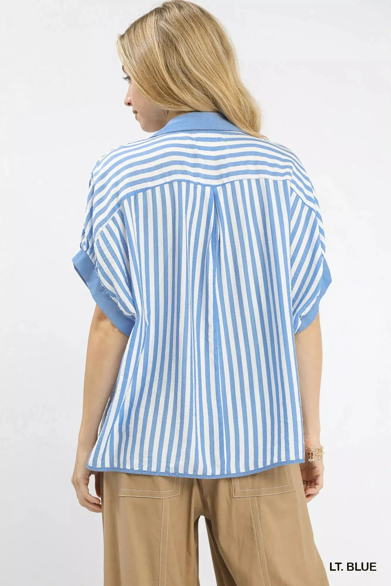 Umgee Stripe Collared Oversized Top sold by Charming Charlie product image thumbnail 4