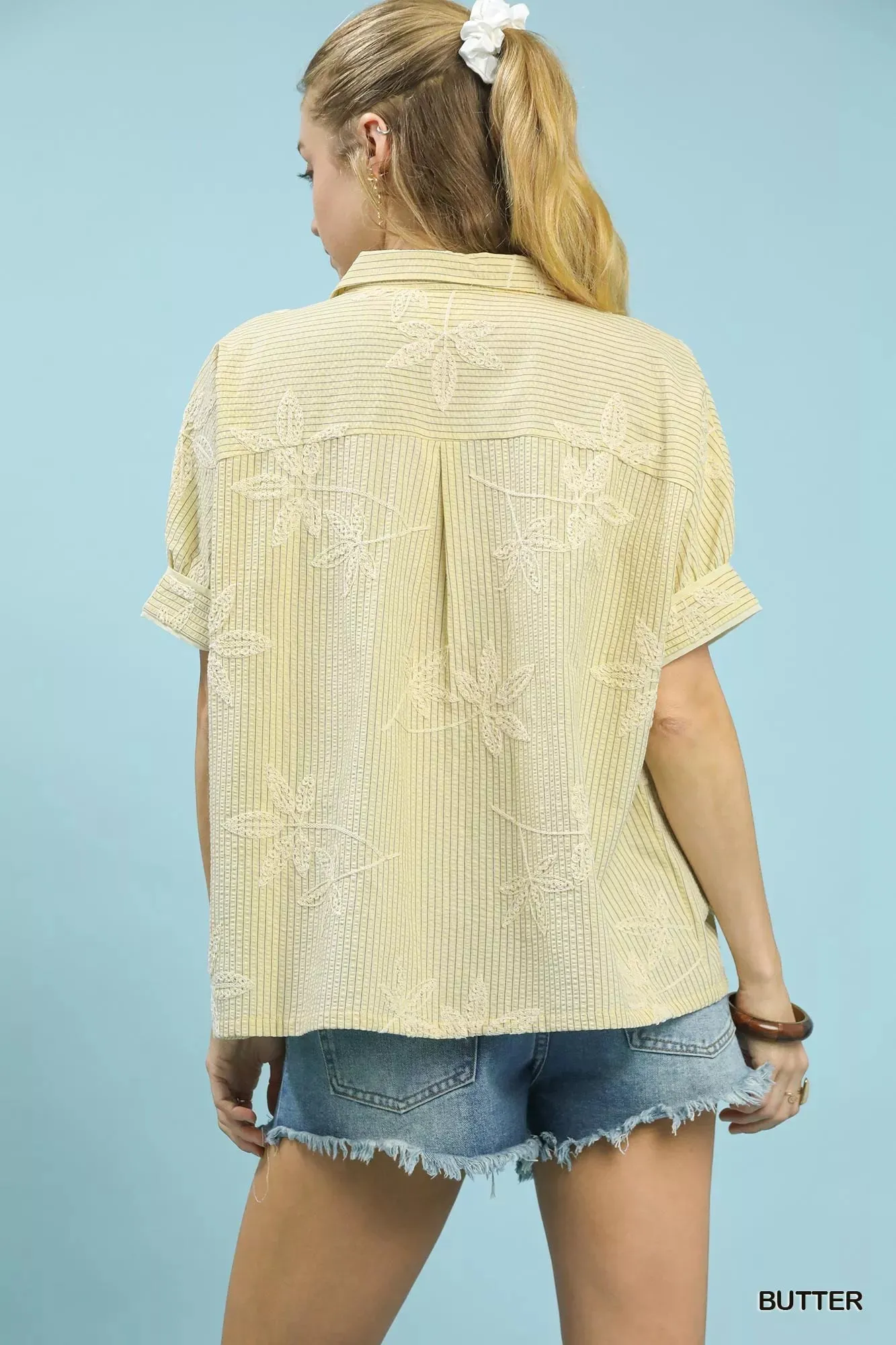 Umgee Striped Embroidered Blouse with Scallop Trim sold by Charming Charlie product image thumbnail 3